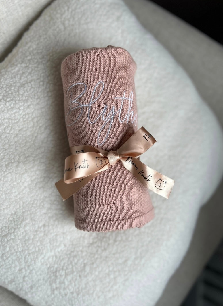 Personalised Acrylic Blanket - Embroidered Knit Baby Blanket