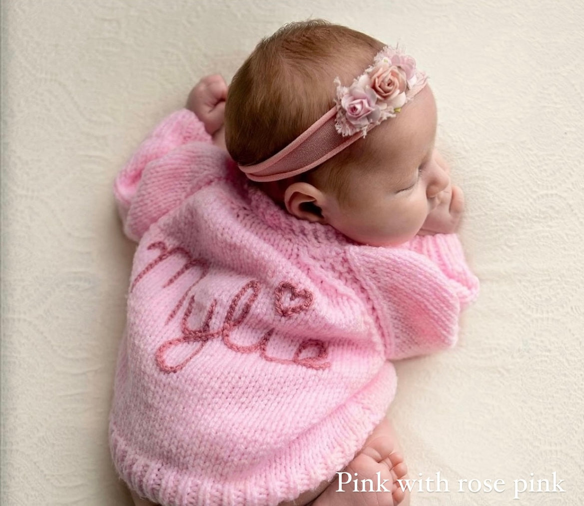 6-12 Months Personalised Hand Knitted Cardigan