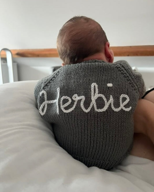 3- 6 Months Personalised Hand Knitted Cardigan