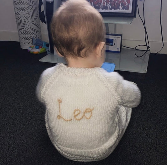 6-12 Months Personalised Hand Knitted Cardigan