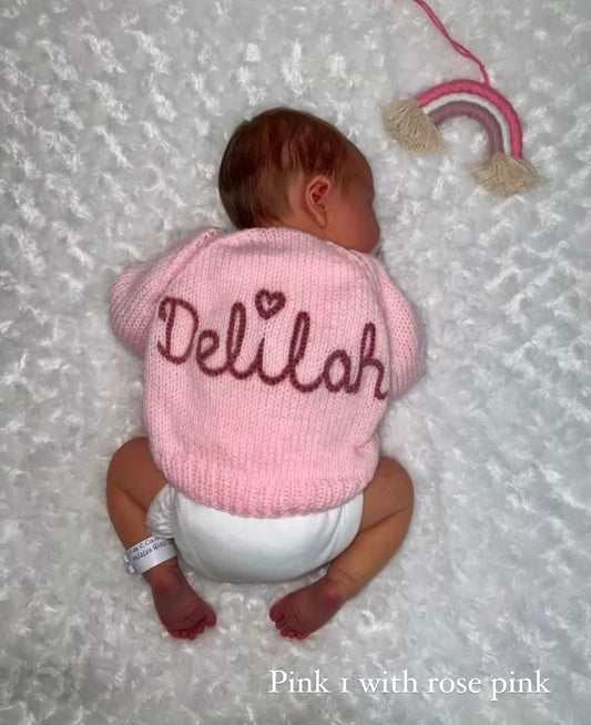 3- 6 Months Personalised Hand Knitted Cardigan