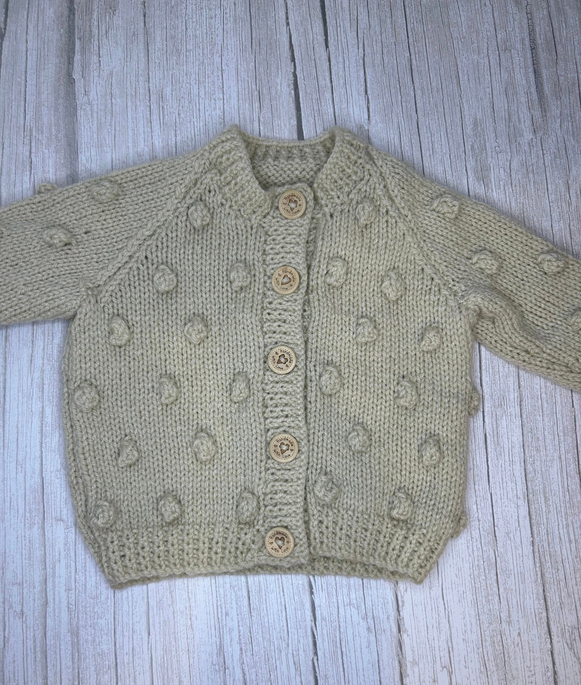 Personalised Aran Popcorn Cardigan - Knitted Baby and Toddler Cardigan