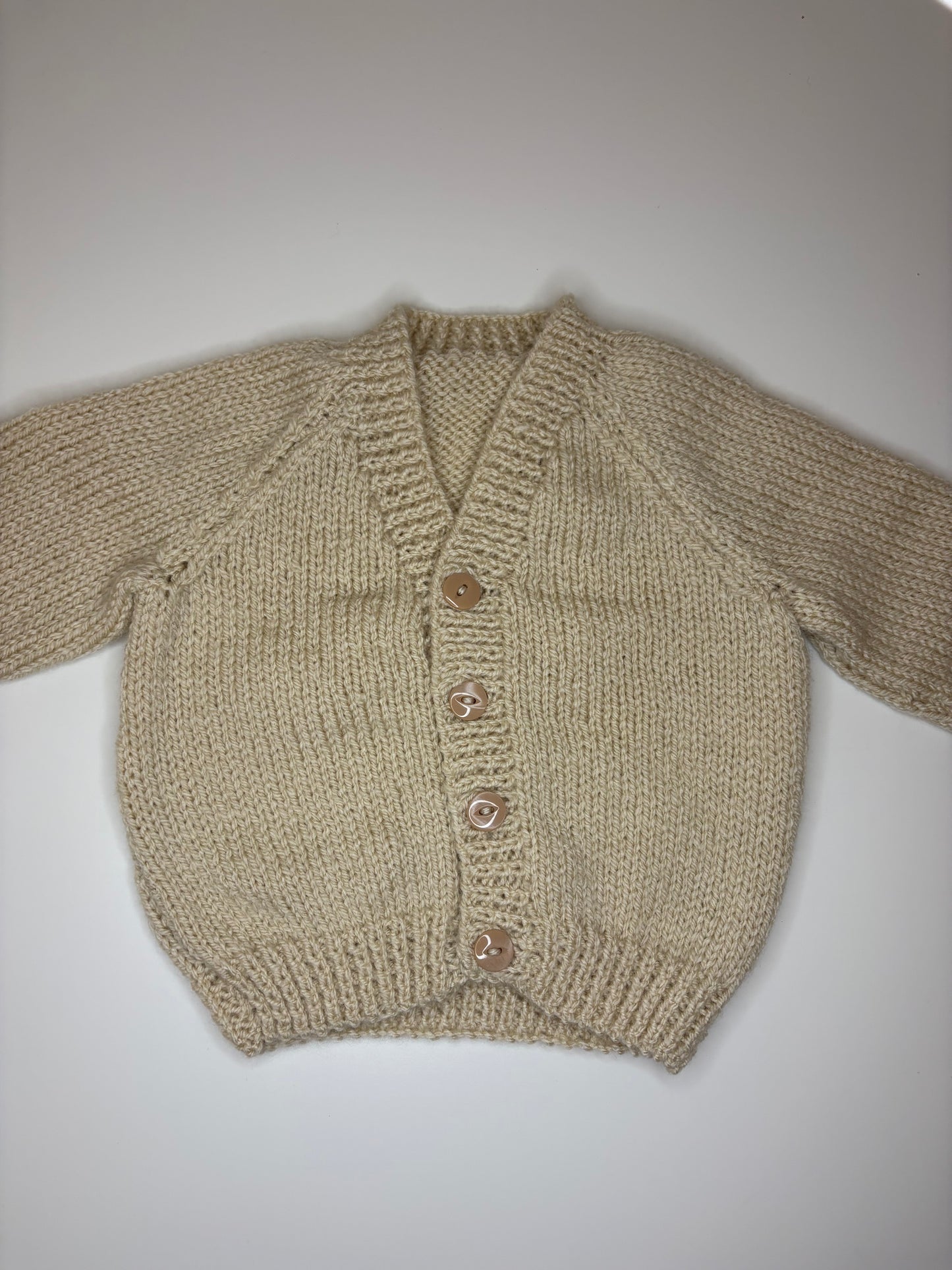 0-3 Months Personalised Hand Knitted Cardigan