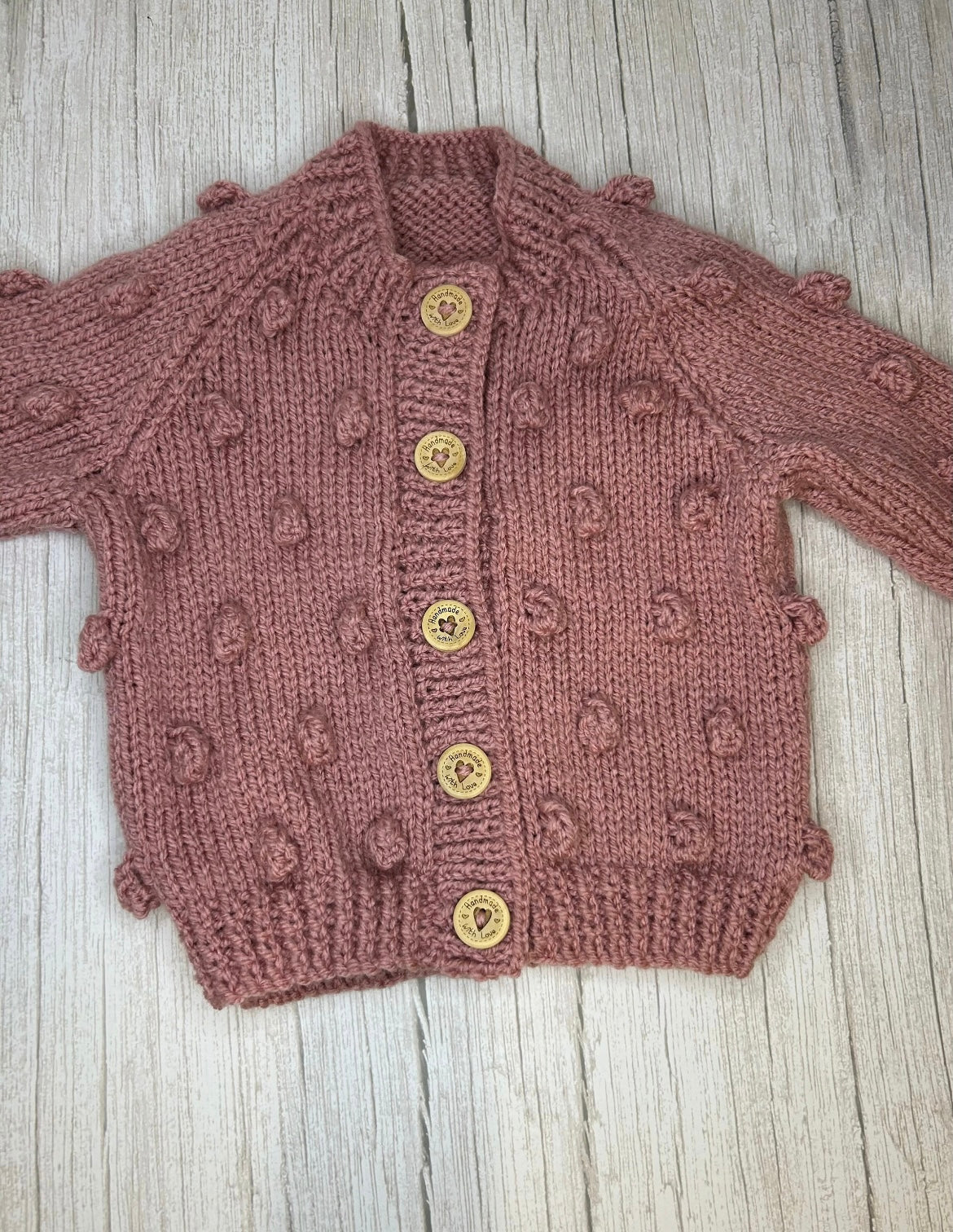 Personalised Aran Popcorn Cardigan - Knitted Baby and Toddler Cardigan