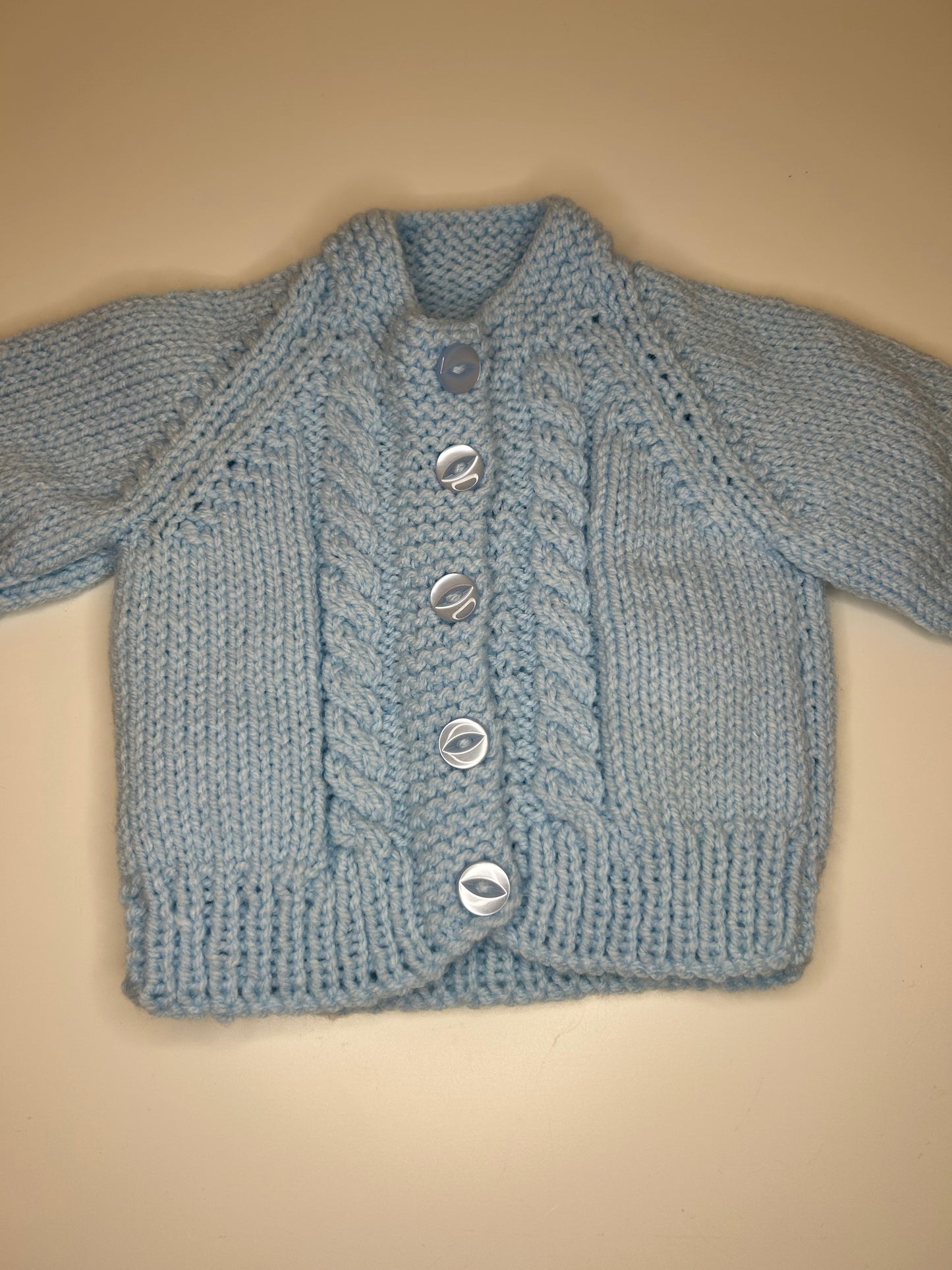 0-3 Months Personalised Hand Knitted Cardigan