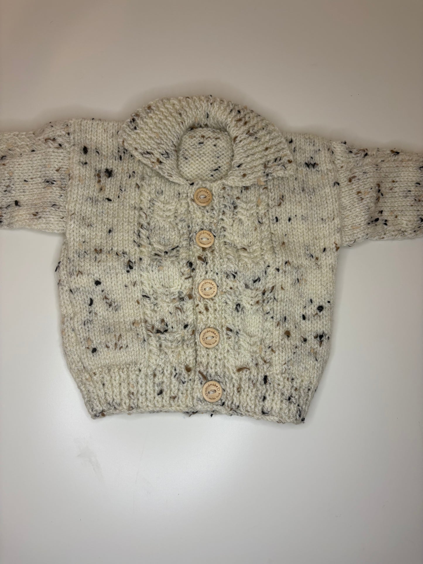 0-3 Months Personalised Hand Knitted Cardigan