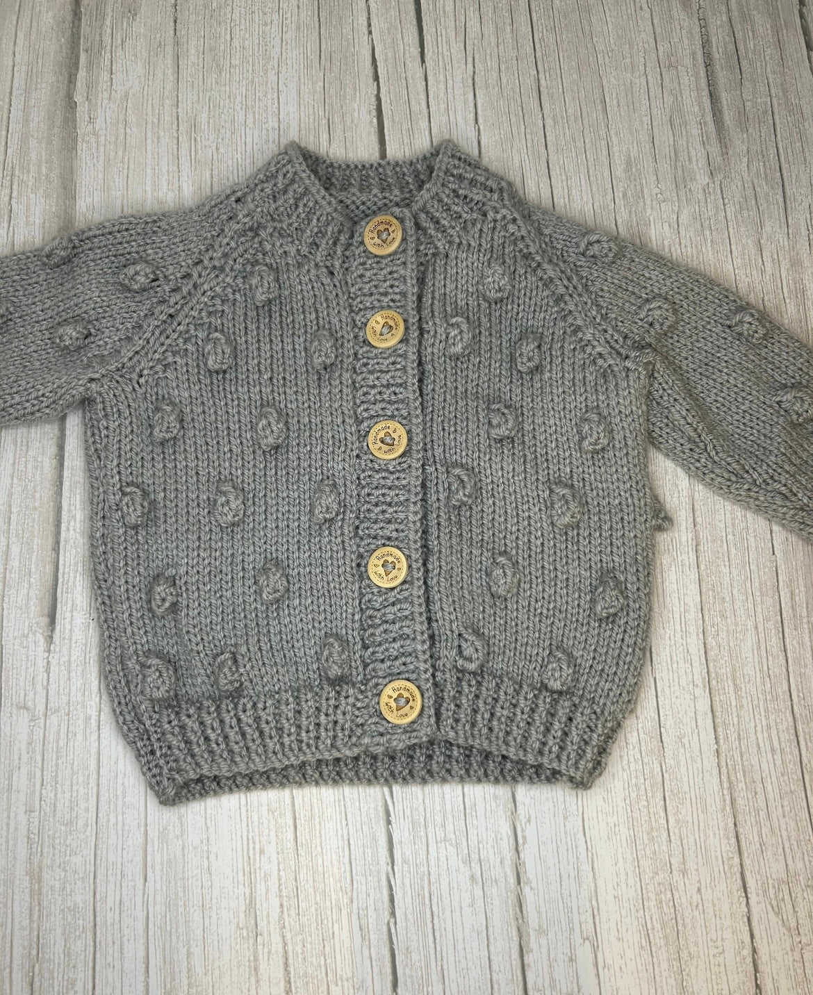 Personalised Aran Popcorn Cardigan - Knitted Baby and Toddler Cardigan