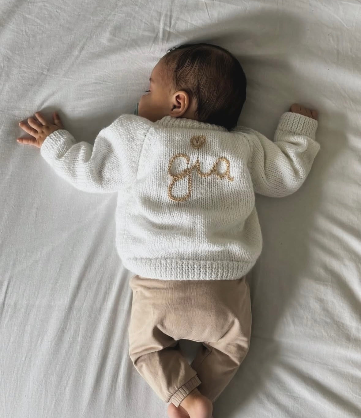 0-3 Months Personalised Hand Knitted Cardigan