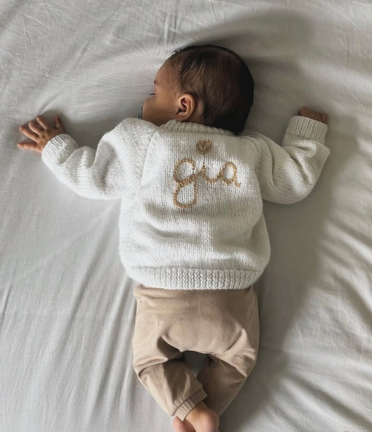 0-3 Months Personalised Hand Knitted Cardigan