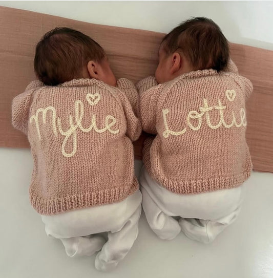 Newborn Personalised Hand Knitted Cardigan