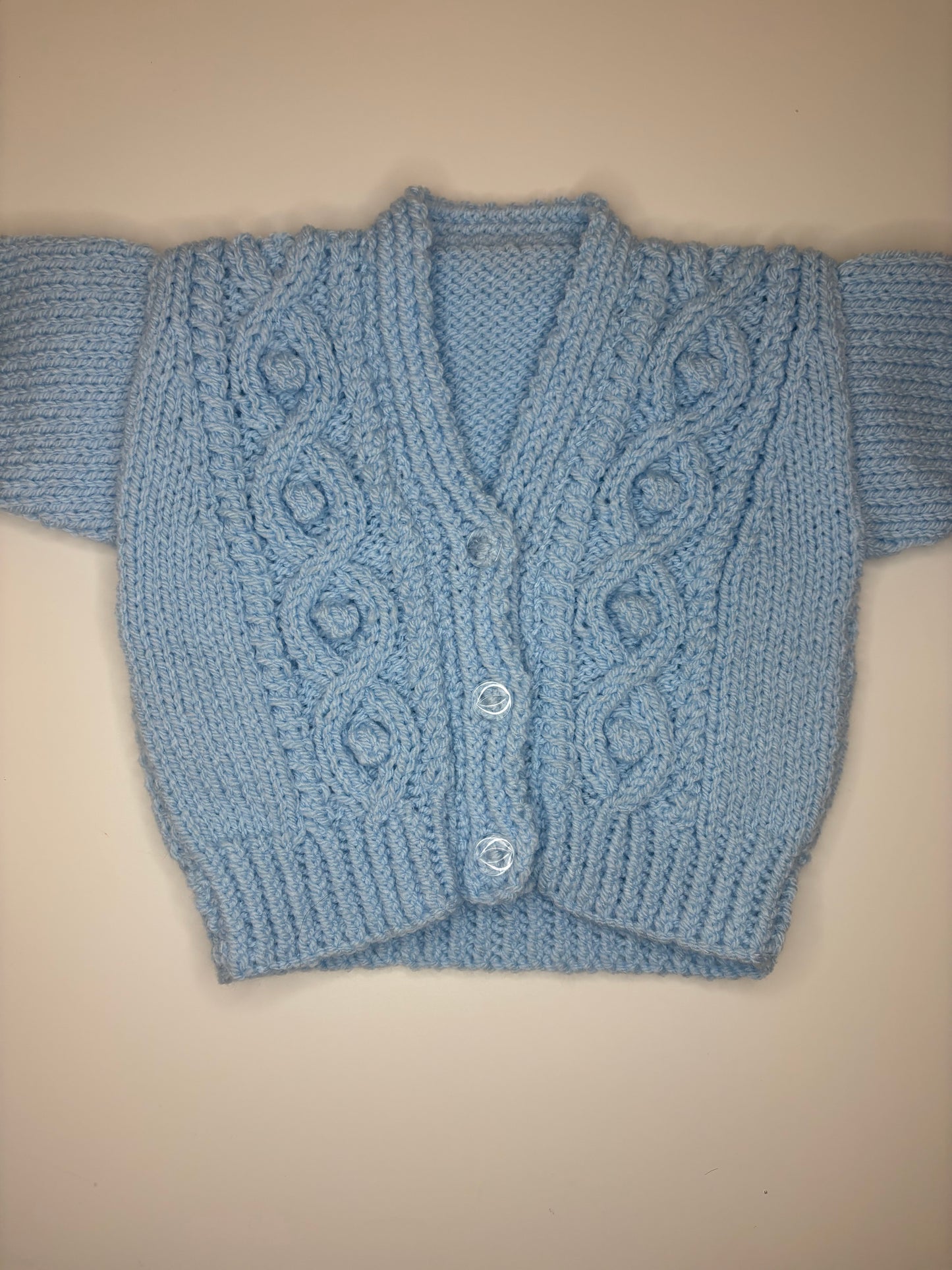 0-3 Months Personalised Hand Knitted Cardigan