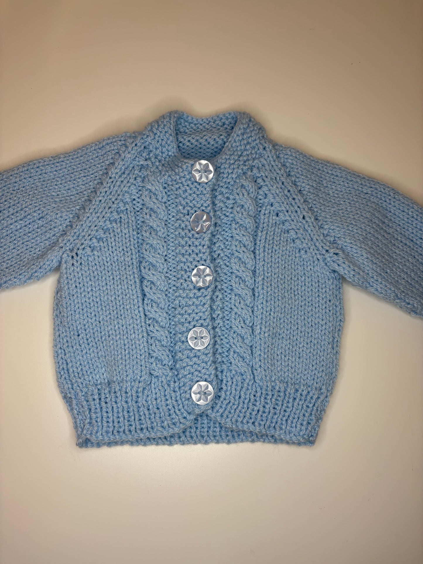 0-3 Months Personalised Hand Knitted Cardigan