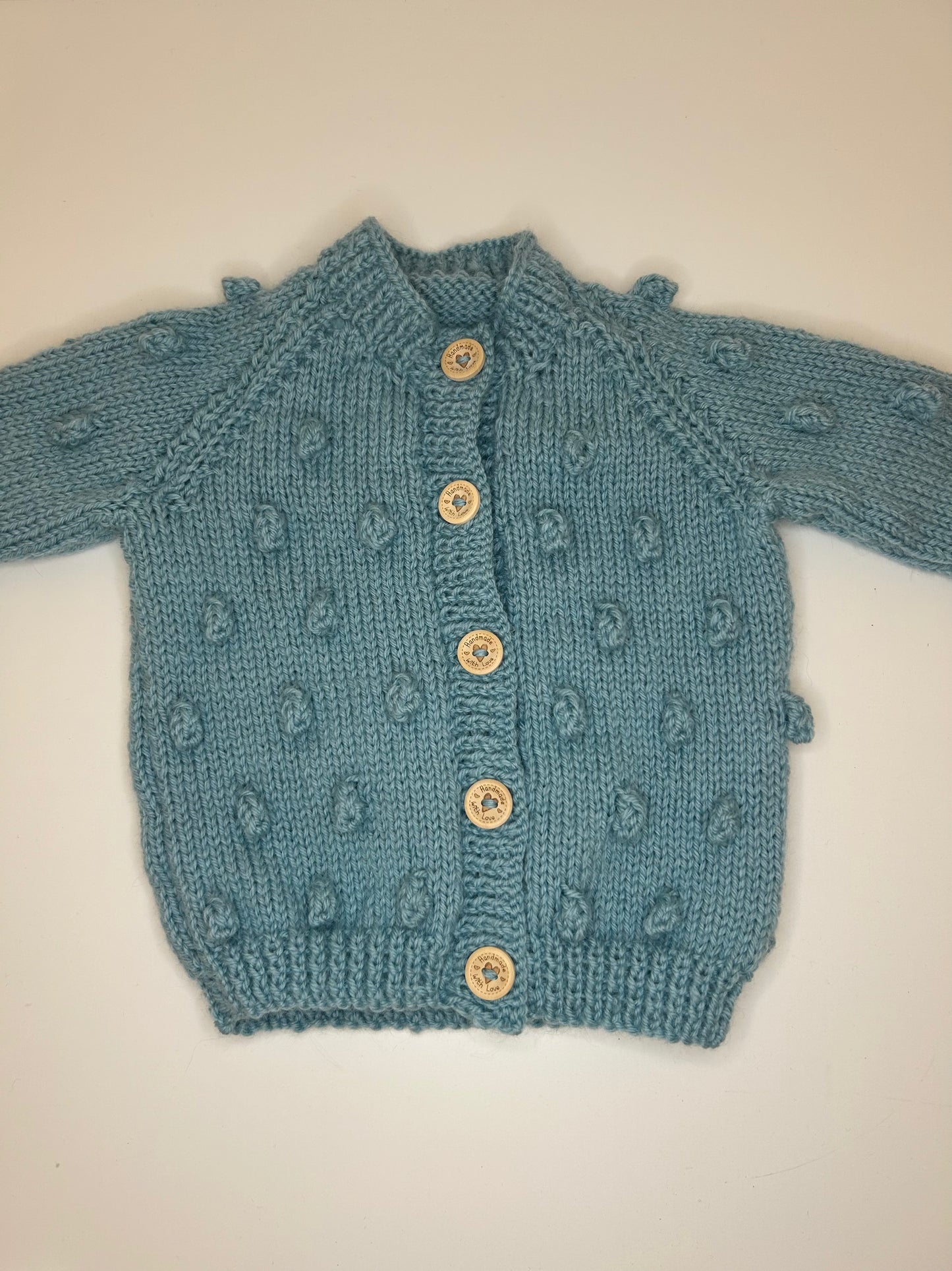 Personalised Aran Popcorn Cardigan - Knitted Baby and Toddler Cardigan