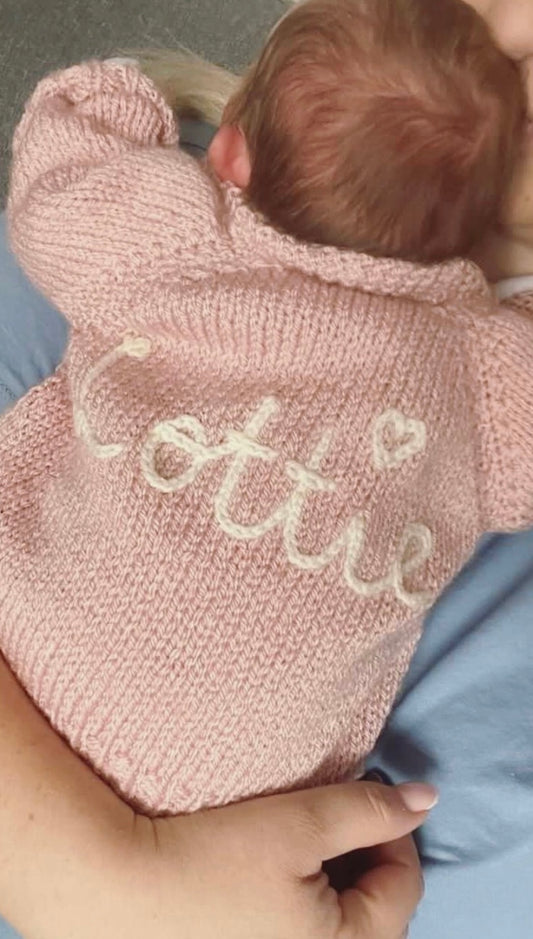 Premature Baby Personalised Hand Knitted Cardigan